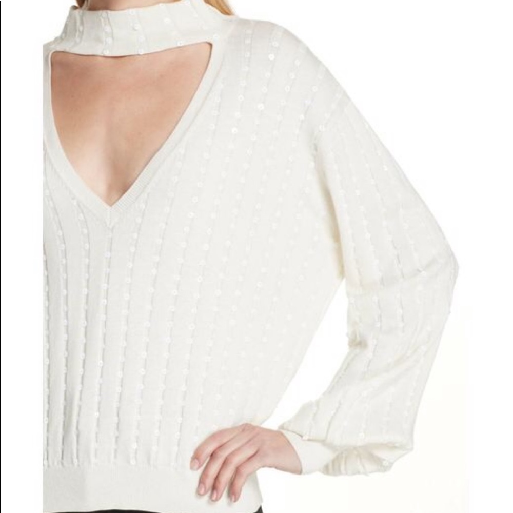 NEW • Caroline Constas • Sequin Cut Out Sweater L - Picture 2 of 7